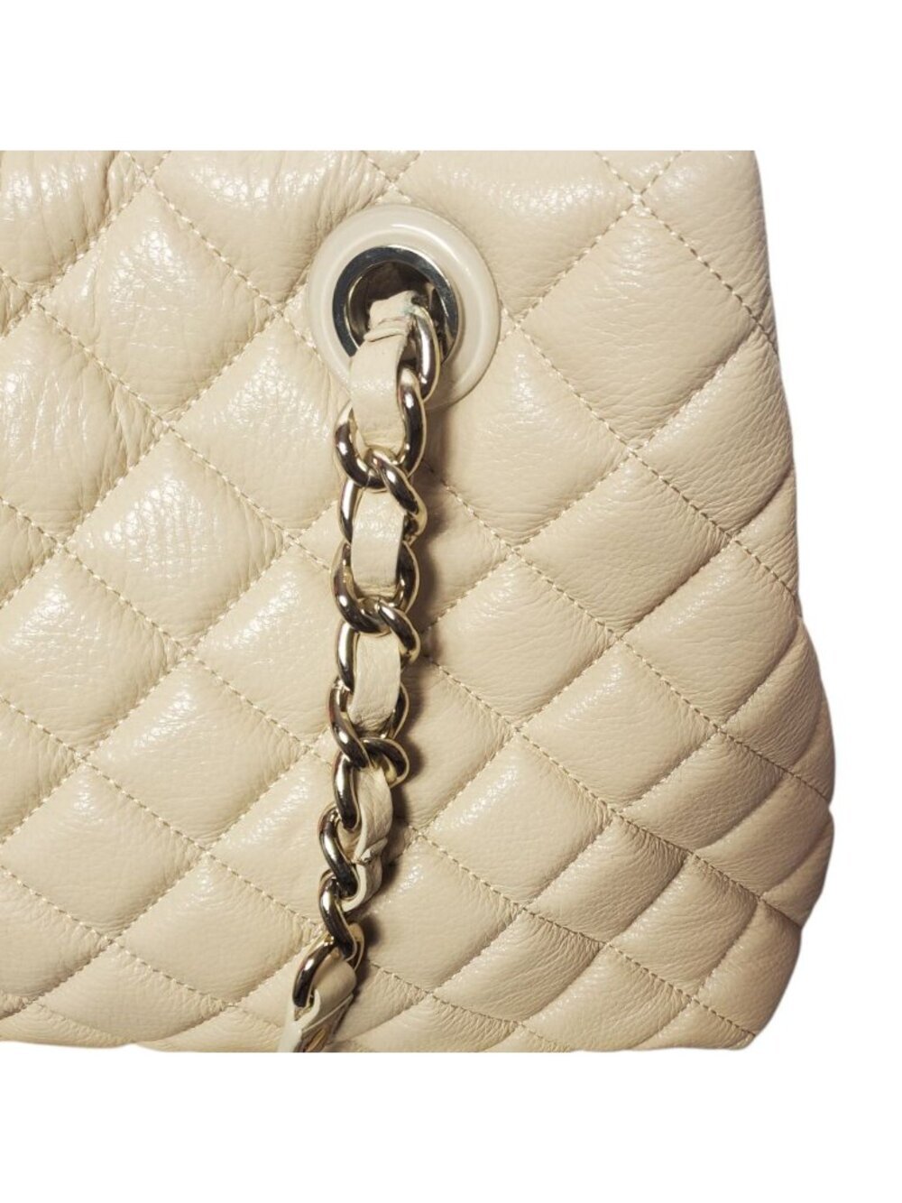 Kate Spade Georgina Quilted Leather W/Chain Link Strap Tote Bag W/Multiple Cream - Picture 16 of 16